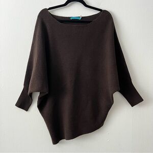 Alice + Olivia Wool Cashmere Asymmetric Oversize Pullover Sweater in Brown small